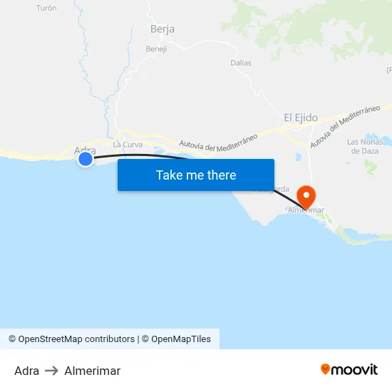 Adra to Almerimar map
