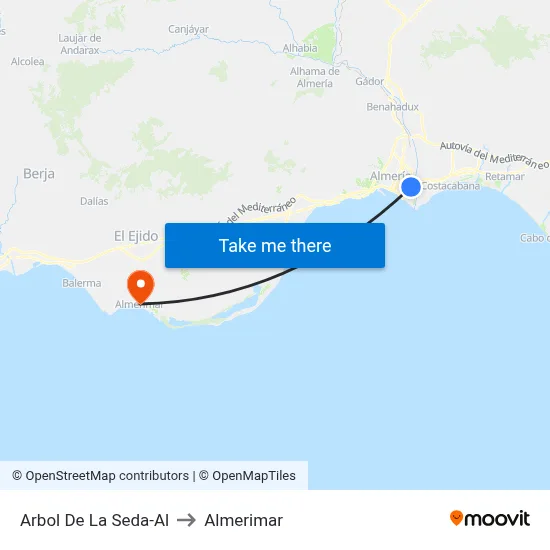 Arbol De La Seda-Al to Almerimar map