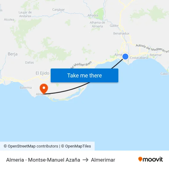 Almeria - Montse-Manuel Azaña to Almerimar map