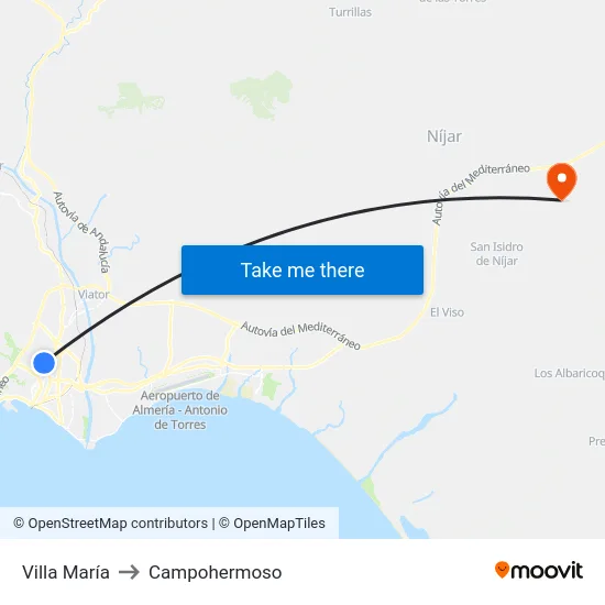 Villa María to Campohermoso map