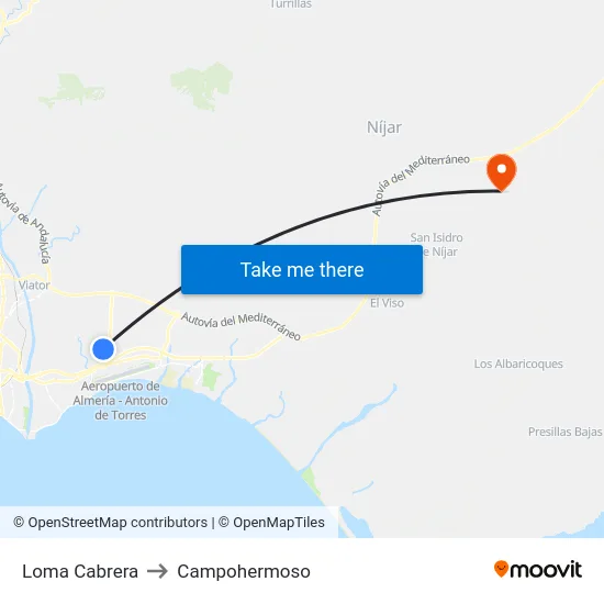 Loma Cabrera to Campohermoso map
