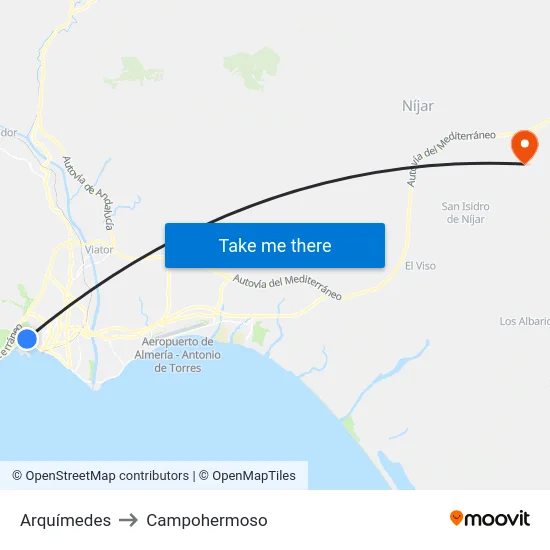 Arquímedes to Campohermoso map