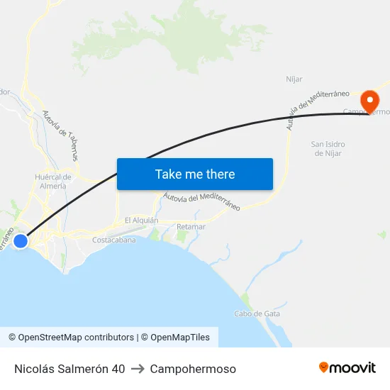 Nicolás Salmerón 40 to Campohermoso map