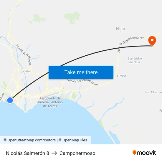Nicolás Salmerón 8 to Campohermoso map