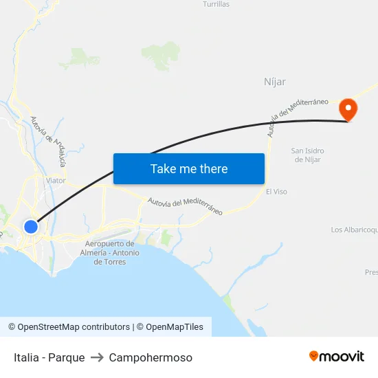 Italia - Parque to Campohermoso map