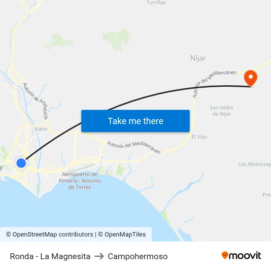 Ronda - La Magnesita to Campohermoso map
