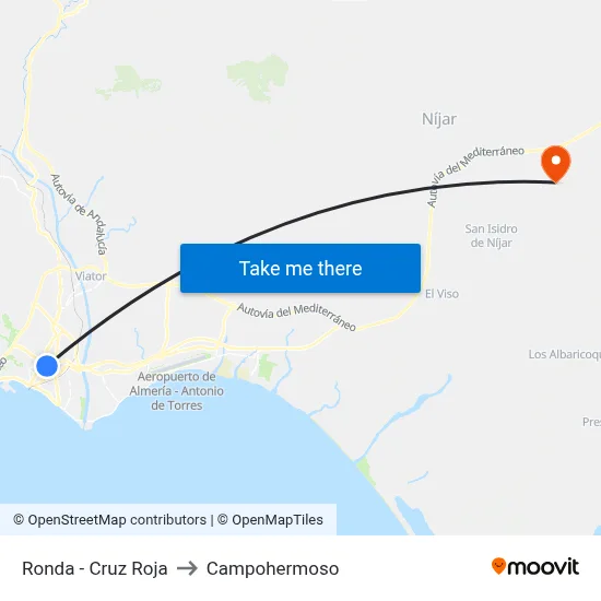 Ronda - Cruz Roja to Campohermoso map