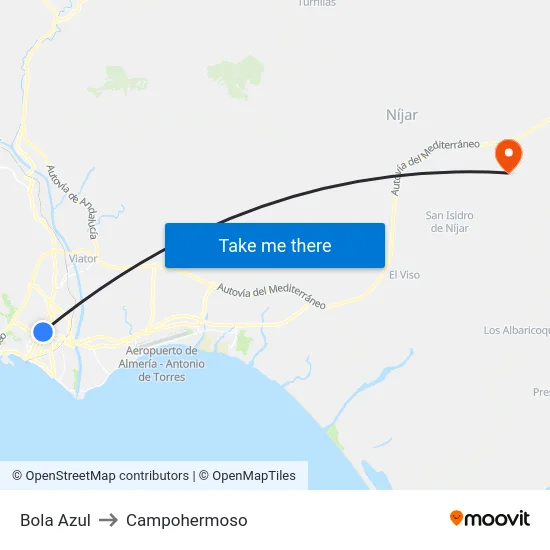 Bola Azul to Campohermoso map