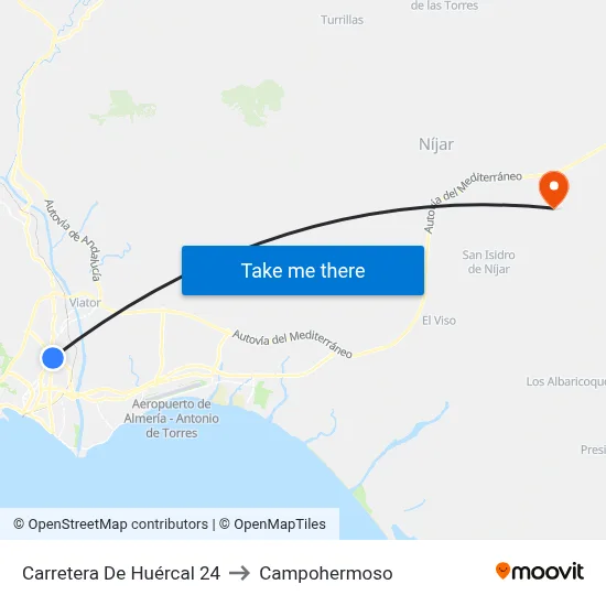 Carretera De Huércal 24 to Campohermoso map