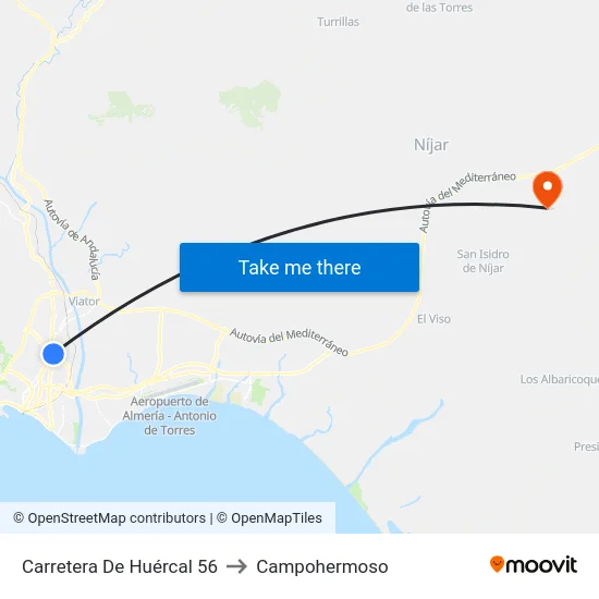 Carretera De Huércal 56 to Campohermoso map