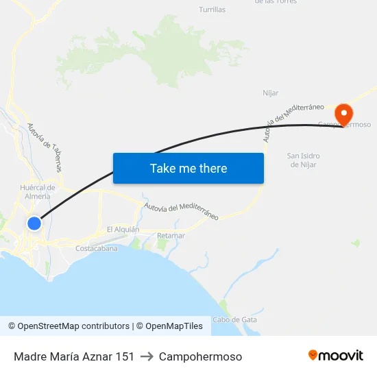 Madre María Aznar 151 to Campohermoso map