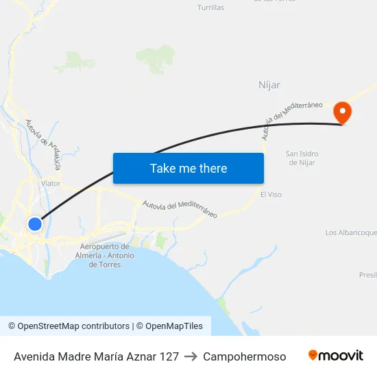Avenida Madre María Aznar 127 to Campohermoso map