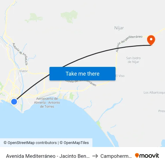 Avenida Mediterráneo - Jacinto Benavente to Campohermoso map