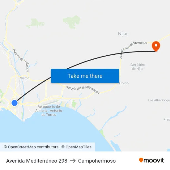 Avenida Mediterráneo 298 to Campohermoso map