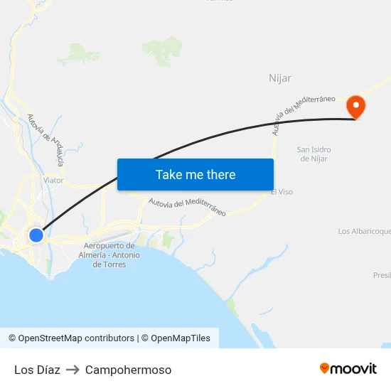 Los Díaz to Campohermoso map