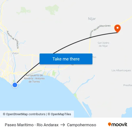 Paseo Marítimo - Río Andarax to Campohermoso map