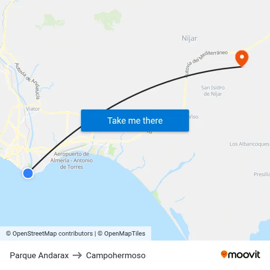 Parque Andarax to Campohermoso map