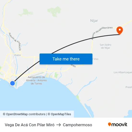 Vega De Acá Con Pilar Miró to Campohermoso map