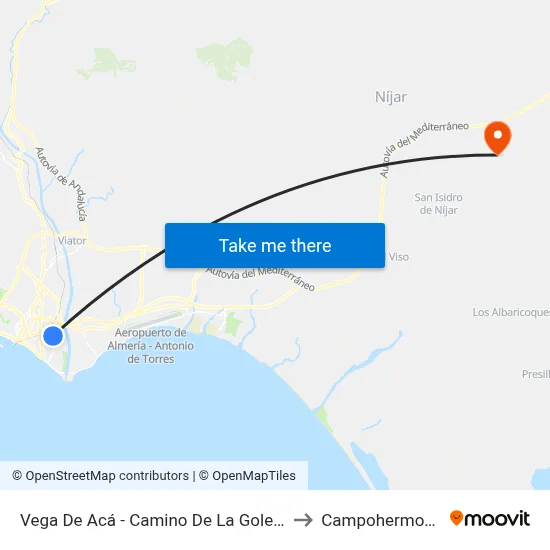 Vega De Acá - Camino De La Goleta to Campohermoso map