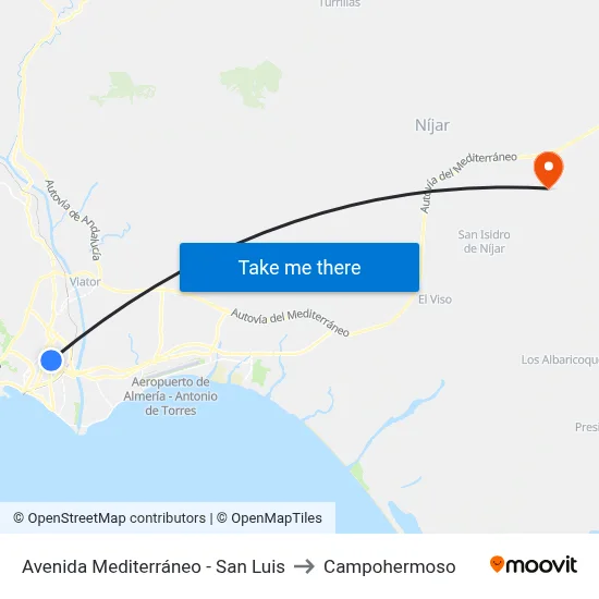 Avenida Mediterráneo - San Luis to Campohermoso map