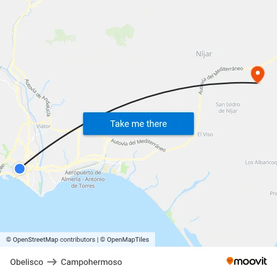 Obelisco to Campohermoso map