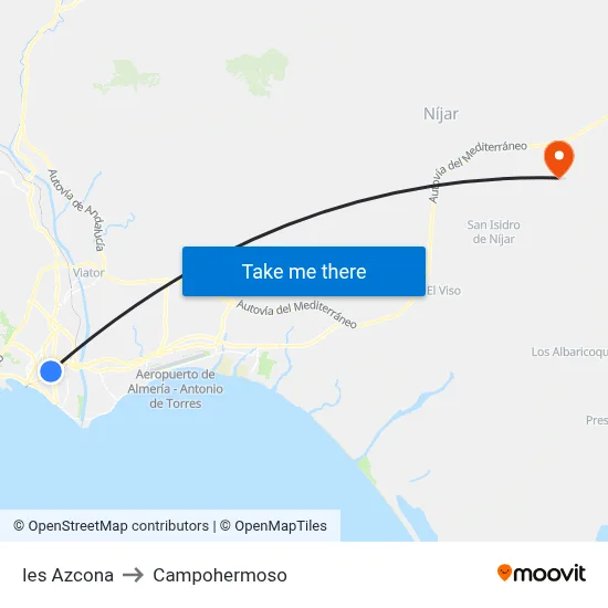 Ies Azcona to Campohermoso map