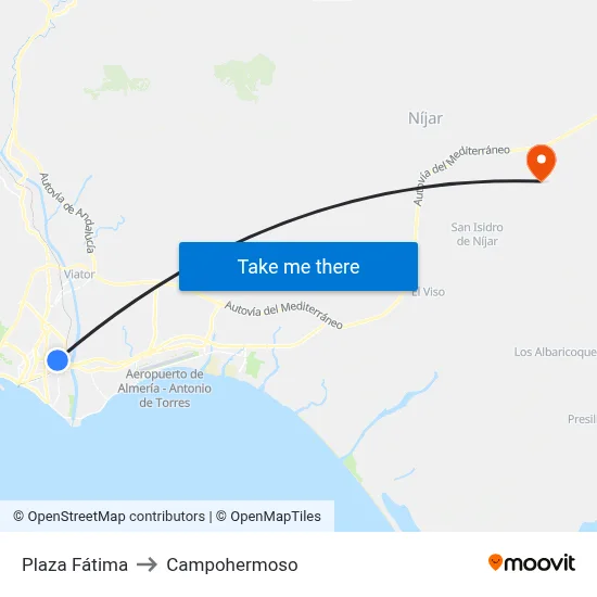 Plaza Fátima to Campohermoso map