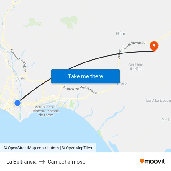 La Beltraneja to Campohermoso map