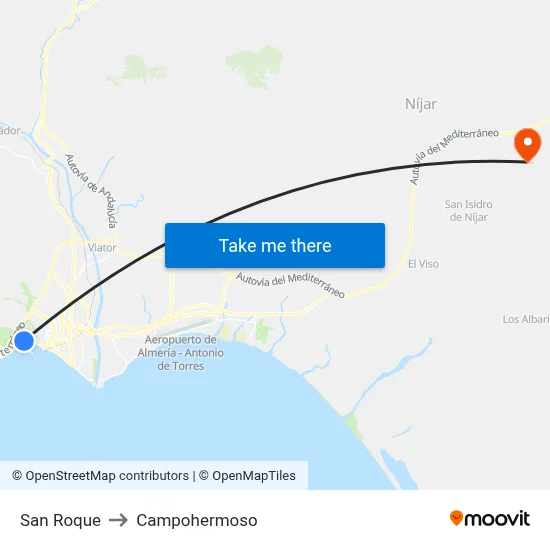 San Roque to Campohermoso map