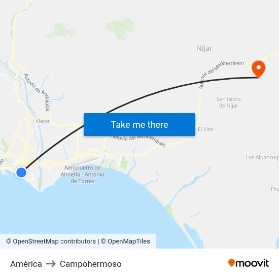 América to Campohermoso map
