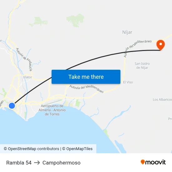 Rambla 54 to Campohermoso map