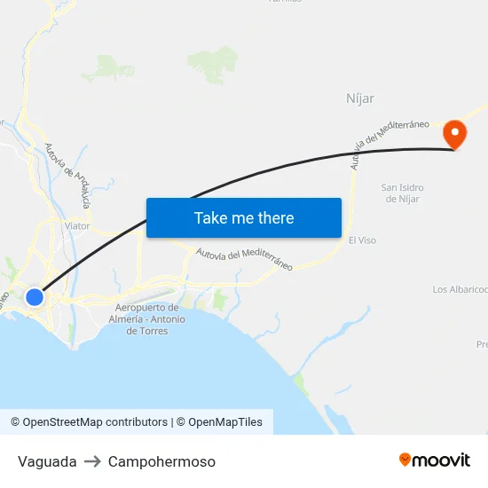 Vaguada to Campohermoso map