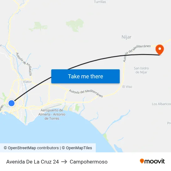 Avenida De La Cruz 24 to Campohermoso map