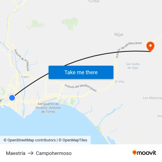 Maestría to Campohermoso map