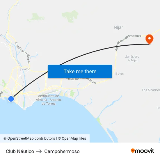 Club Náutico to Campohermoso map