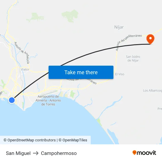 San Miguel to Campohermoso map