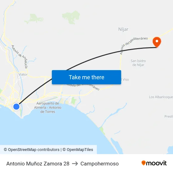 Antonio Muñoz Zamora 28 to Campohermoso map