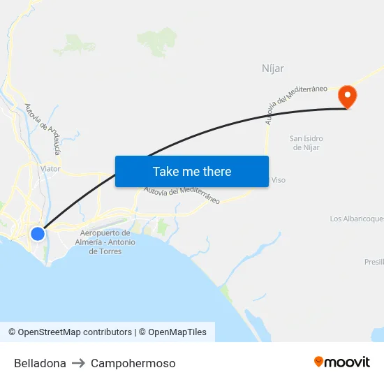 Belladona to Campohermoso map