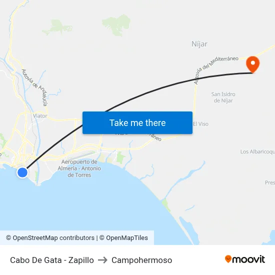 Cabo De Gata - Zapillo to Campohermoso map
