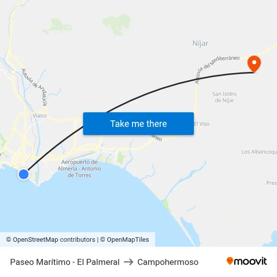 Paseo Marítimo - El Palmeral to Campohermoso map