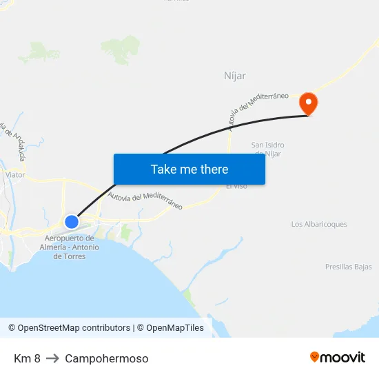 Km 8 to Campohermoso map