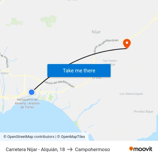 Carretera Nijar - Alquián, 18 to Campohermoso map