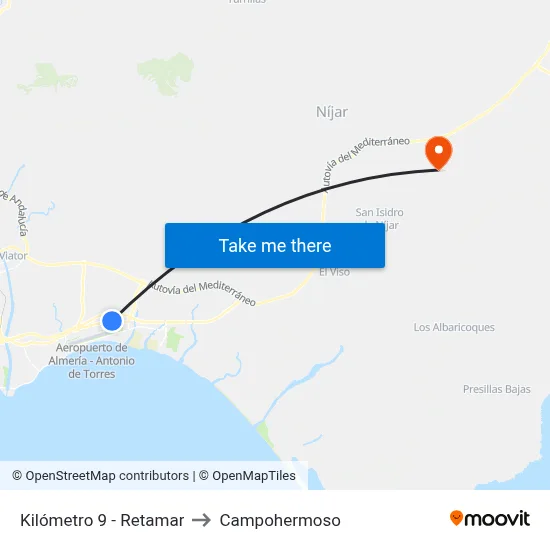 Kilómetro 9 - Retamar to Campohermoso map