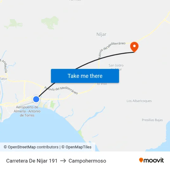Carretera De Níjar 191 to Campohermoso map