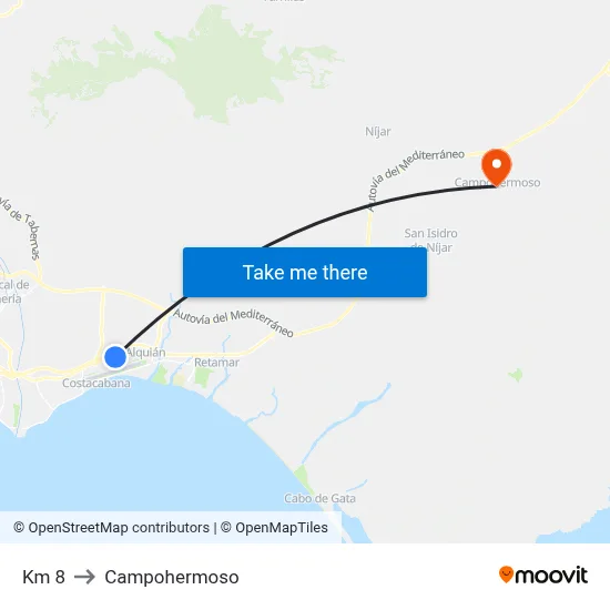 Km 8 to Campohermoso map