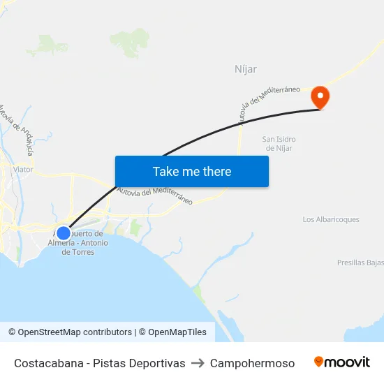 Costacabana - Pistas Deportivas to Campohermoso map