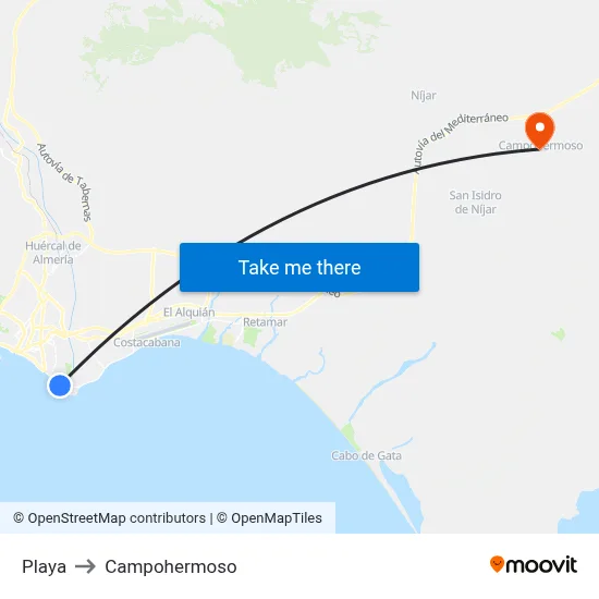 Playa to Campohermoso map