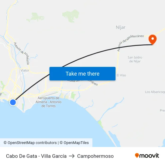 Cabo De Gata - Villa García to Campohermoso map