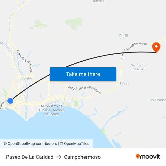 Paseo De La Caridad to Campohermoso map