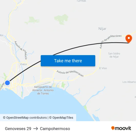 Genoveses 29 to Campohermoso map